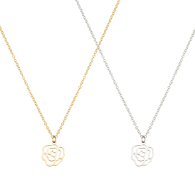 2 шт. 2 цвета 304 комплект ожерелий с полыми розами из нержавеющей стали для женщин