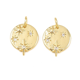 Латунные микропаве прозрачные кубические циркониевые подвески, с целью перехода в кольце, долговечный, плоский круглый с сияющей звездой