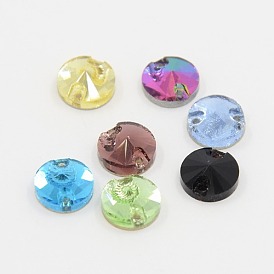 Sew on Rhinestone, Glass Rhinestone, Two Holes, Garments Accessories, Faceted, Half Round, 8x4mm, Hole: 1mm