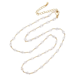 Женские ожерелья ручной работы из латуни, граненого стекла и искусственного жемчуга, без никеля , прозрачные