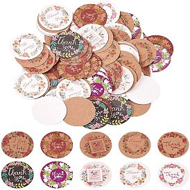 Paper Gift Tags, Hange Tags, For Arts and Crafts, Thanksgiving, Round with Flower Pattern & Word