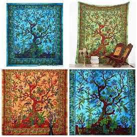 Polyester Green Tree of Life Pattern Wall Hanging Tapestry, Psychedelic Hippie Tapestry for Bedroom Living Room Decoration, Rectangle