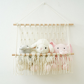 Nordic hand-woven cotton rope shelf simple decoration children's room storage doll book decoration wall shelf