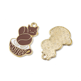 Alloy Enamel Pendants, Coffee Cup with Squirrel Charm
