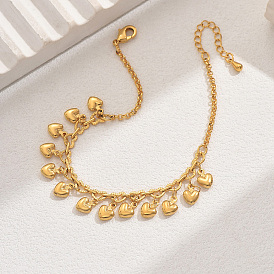 Латунные сердца шарм браслеты, браслеты-цепочки роло для женщин