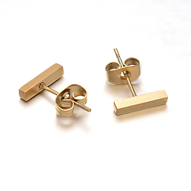 304 Stainless Steel Cuboid Stud Earrings for Women