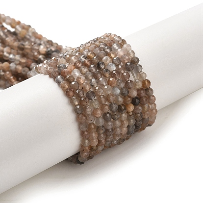 Нити из натуральных бусин из нескольких лунных камней, граненые, круглые