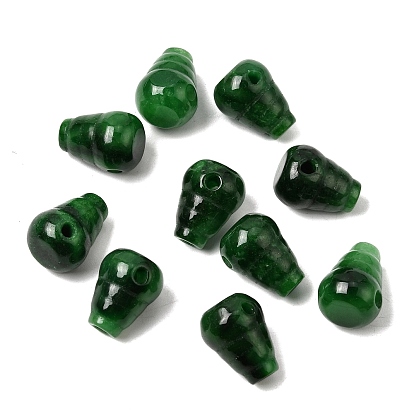 Натуральный бирманский нефрит, окрашенный 3 бусины с отверстием Гуру, конус, T-пробурены