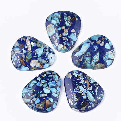 Assembled Synthetic Imperial Jasper and Natural Lapis Lazuli Pendants, Dyed, Drop