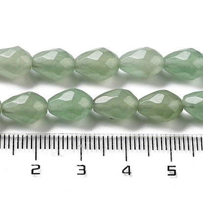Natural Green Aventurine Beads Strands, Faceted Teardrop