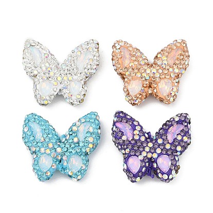 Ручной полимерной глины шариков Rhinestone, бусины в виде диско-шара с бабочкой