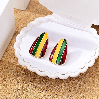 Треугольные серьги-гвоздики из сплава с эмалью