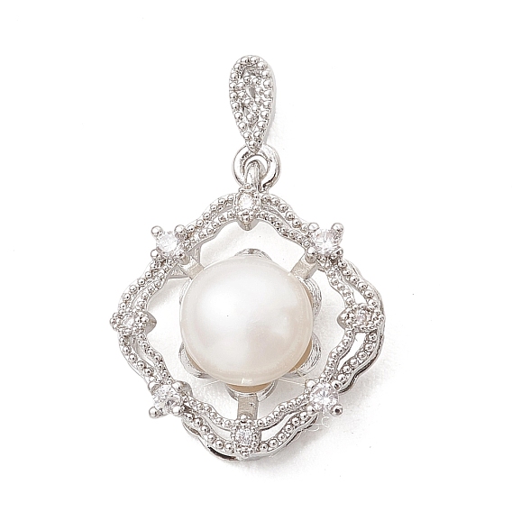 Подвески из натурального культивированного пресноводного жемчуга высшего сорта 3а, латунные подвески в виде ромбов с прозрачными кубическими циркониями, инкрустированные кристаллами., белые