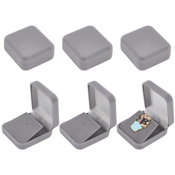 Флокированный пластиковый ящик для хранения значков, подарочный футляр для значка с плюшем внутри, квадратный