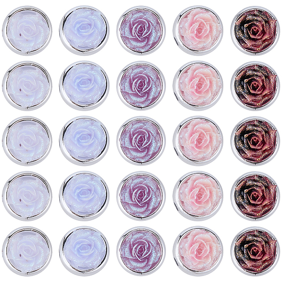 50 шт 5 цвета непрозрачные акриловые бусины, цветок, с блеском порошок