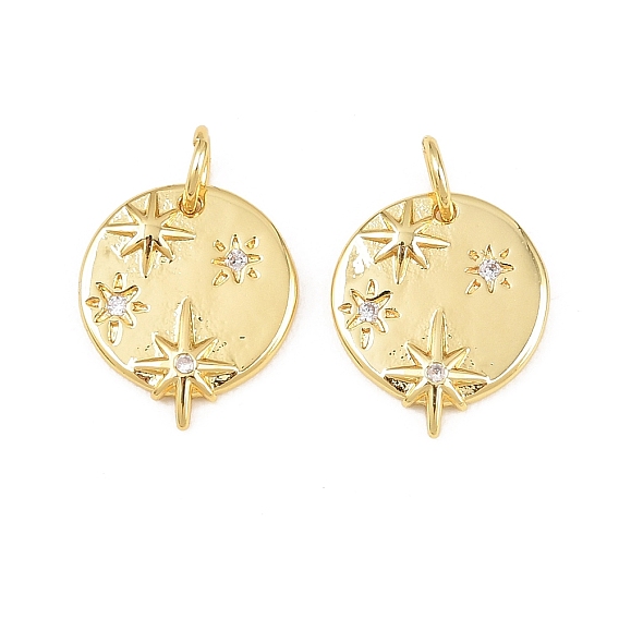Латунные микропаве прозрачные кубические циркониевые подвески, с целью перехода в кольце, долговечный, плоский круглый с сияющей звездой