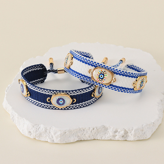 Регулируемые браслеты-слайдеры из полиэстера, сплава и смолы, браслеты макраме для женщин, с кистями