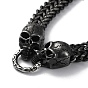 Ion Plating(IP) 304 Stainless Steel Wheat Chain Necklaces, with Skull Clasps