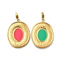 Овальные 304 подвесные украшения из нержавеющей стали с эмалью, ионное покрытие (ip), с застежкой омар коготь, реальный 14 k позолоченный