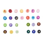 26Pcs 26 Style Handmade Polymer Clay Beads, Flat Round with Letter A~Z