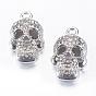 Alloy Rhinestone Pendants, Skull