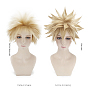 Short Blonde Wavy Cosplay Party Wigs, Synthetic Hero Wigs for Makeup Costume, with bang