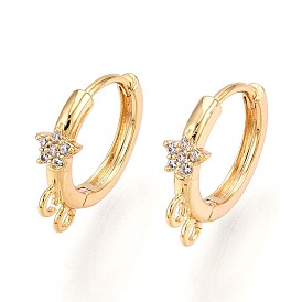 Латунный микропаве кубический цирконий кольцо серьги фурнитура, без свинца, без никеля и без кадмия, кольцо и звезда