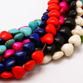 Heart Synthetic Turquoise Beads Strands, Dyed, 15.7 inch