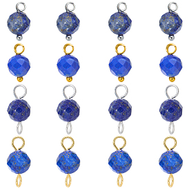 16 piezas 4 estilos colgante de lapislázuli natural con piedra natal de septiembre y dijes conectores, rondo, con fornituras de latón