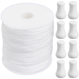 100м нейлоновые шнуры, круглые, для самостоятельного изготовления шнура для штор, с 15шт. помпоновой фурнитурой и 1шт. пустыми катушками