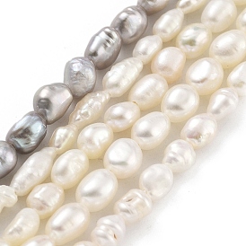 Natural Keshi Pearl Cultured Freshwater Pearl Beads Strands, Baroque Pearls, Two Sides Polished