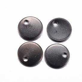Vacuum Plating 304 Stainless Steel Stamping Blank Tag Charms, Flat Round