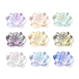 Transparent Glass Connector Charms, Lotus Flower Links