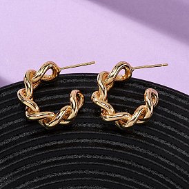 Латунные серьги-гвоздики в форме буквы С, без никеля , цепочка-оберег