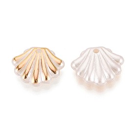 Абс пластиковые жемчужные бисера, формы раковины, золотой металл обвитыми, с половиным покрытием