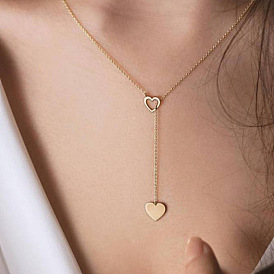 Jewelry Fashion Peach Heart Necklace Hollow Heart Personality Simple Clavicle Chain Heart Pendant Necklace