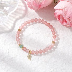 Браслеты из натурального зеленого авантюрина и синтетического вишневого кварца