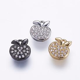Brass Micro Pave Cubic Zirconia Charms, Apple