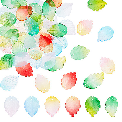 120 шт 6 цвета стеклянные бусины, Топ пробуренной, лист