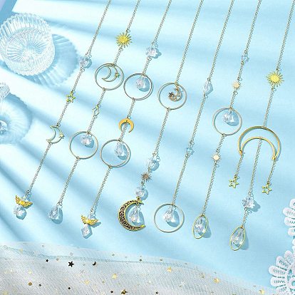 Подвесные украшения в виде луны из латуни, стеклянные каплевидные звездочки-ловушки для уличного декора сада