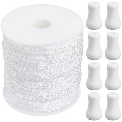 100м нейлоновые шнуры, круглые, для самостоятельного изготовления шнура для штор, с 15шт. помпоновой фурнитурой и 1шт. пустыми катушками