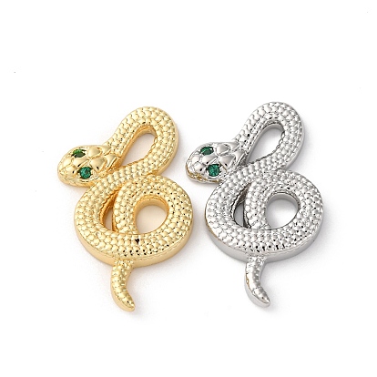 Подвески из латуни с прозрачным фианитом, без кадмия, без никеля и без свинца, змея