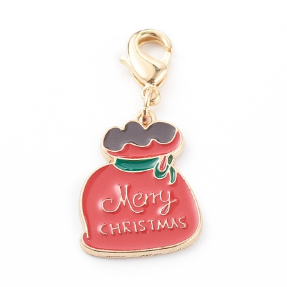 Pendentifs en alliage d'émail sur le thème de Noël, avec fermoirs mousquetons en laiton  , cadeau de Noël
