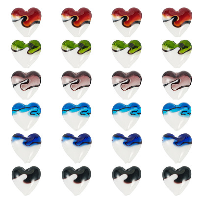 24 шт 6 цвета бусины лэмпворк ручной работы, сердце, два тона