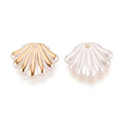 Абс пластиковые жемчужные бисера, формы раковины, золотой металл обвитыми, с половиным покрытием
