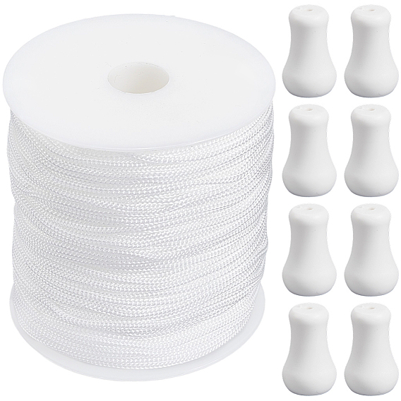 100м нейлоновые шнуры, круглые, для самостоятельного изготовления шнура для штор, с 15шт. помпоновой фурнитурой и 1шт. пустыми катушками