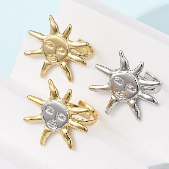 304 из нержавеющей стали Манжета кольца для женщин, солнце, ионное покрытие (ip)