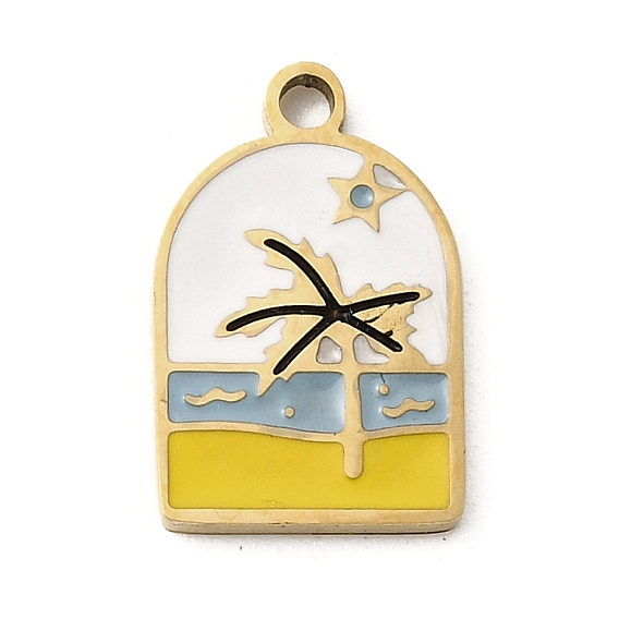 304 из нержавеющей стали шармы эмали, пляж с кокосовой пальмой, ионное покрытие (ip)