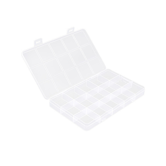 1Контейнеры для хранения гранул из полипропилена (ПП), 15 отделения для ящиков-органайзеров, прямоугольник с крышкой