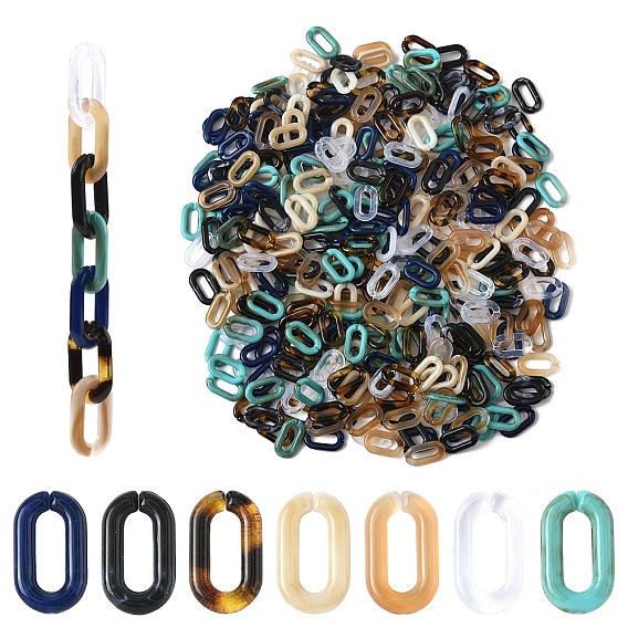 350 шт 7 цвета акриловые соединительные кольца, разъемы для быстрой связи, для изготовления ювелирных кабельных цепей, овальные
